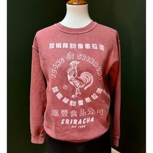 Sriracha Rooster Graphic Pink Crew Neck Women's Small